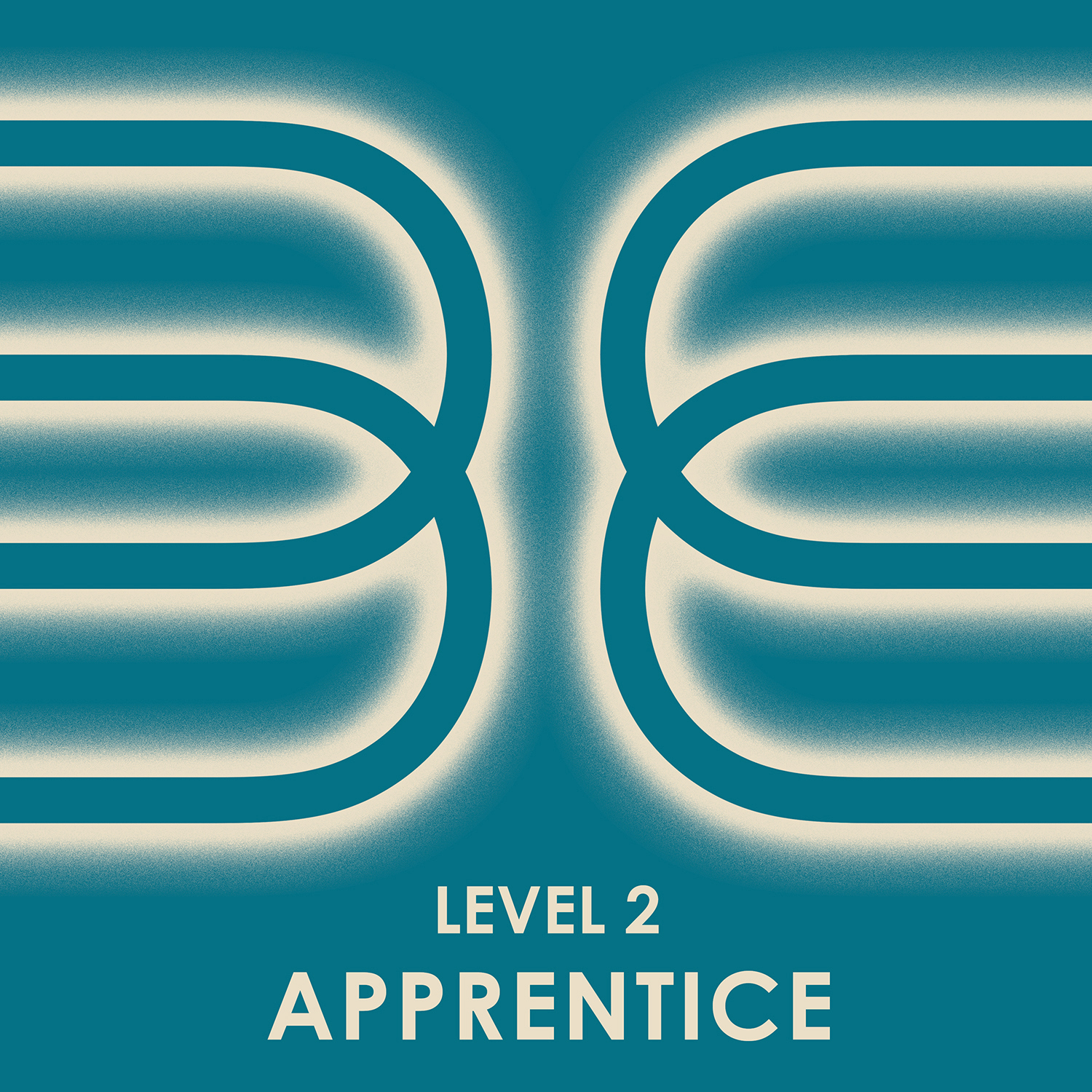 A graphic with bold, intertwined lines forming abstract shapes on a teal background. Text at the bottom reads “LEVEL 2 APPRENTICE” in white capital letters.